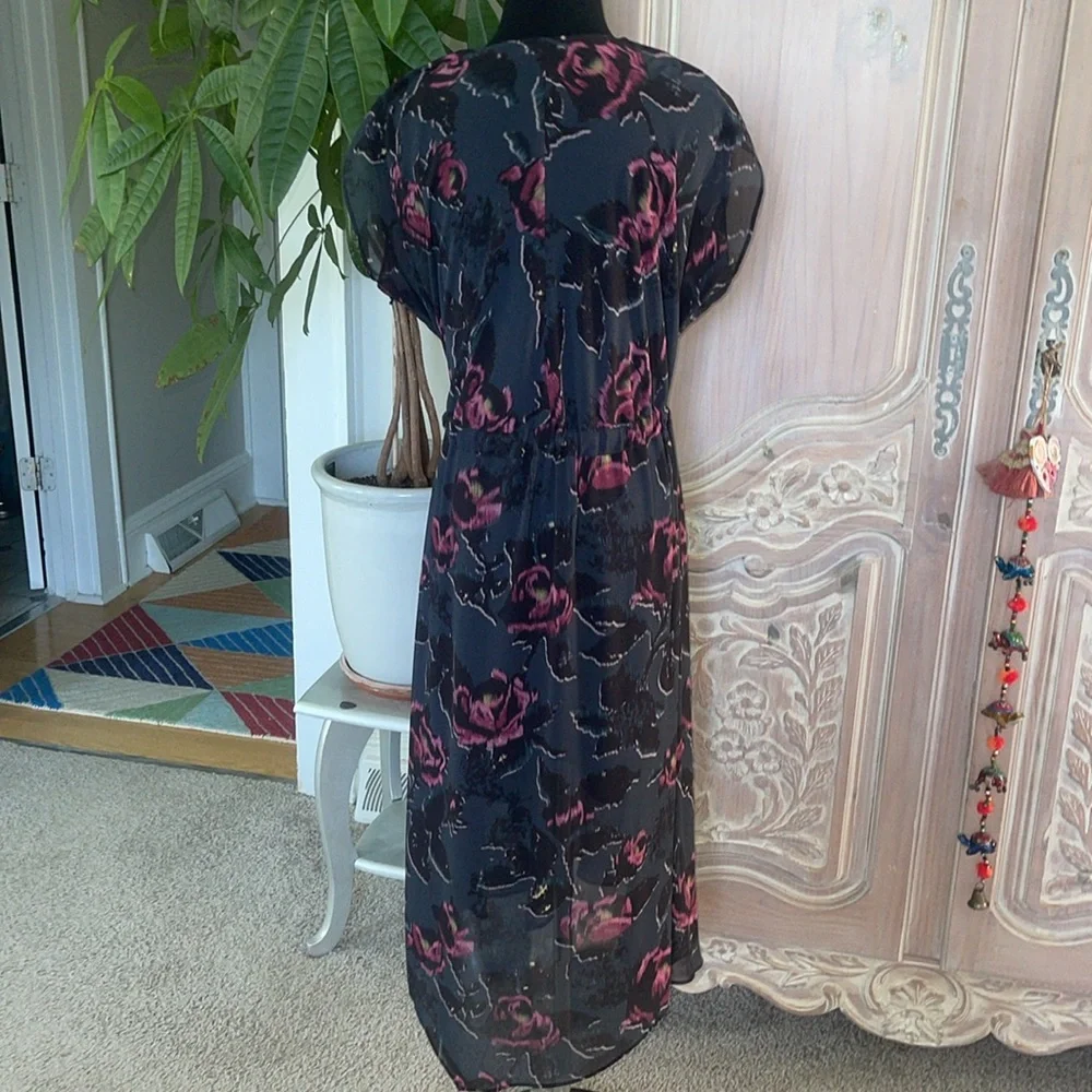 All Saints Sheer Floral Dress with Attached Slip - Picture 5 of 12